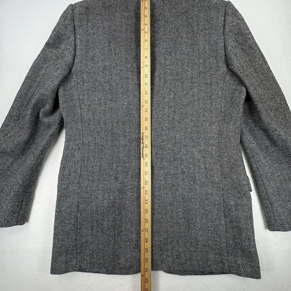 Vintage Christian Dior Sport Coat Blazer Mens 44 Gray Herringbone Wool Tweed